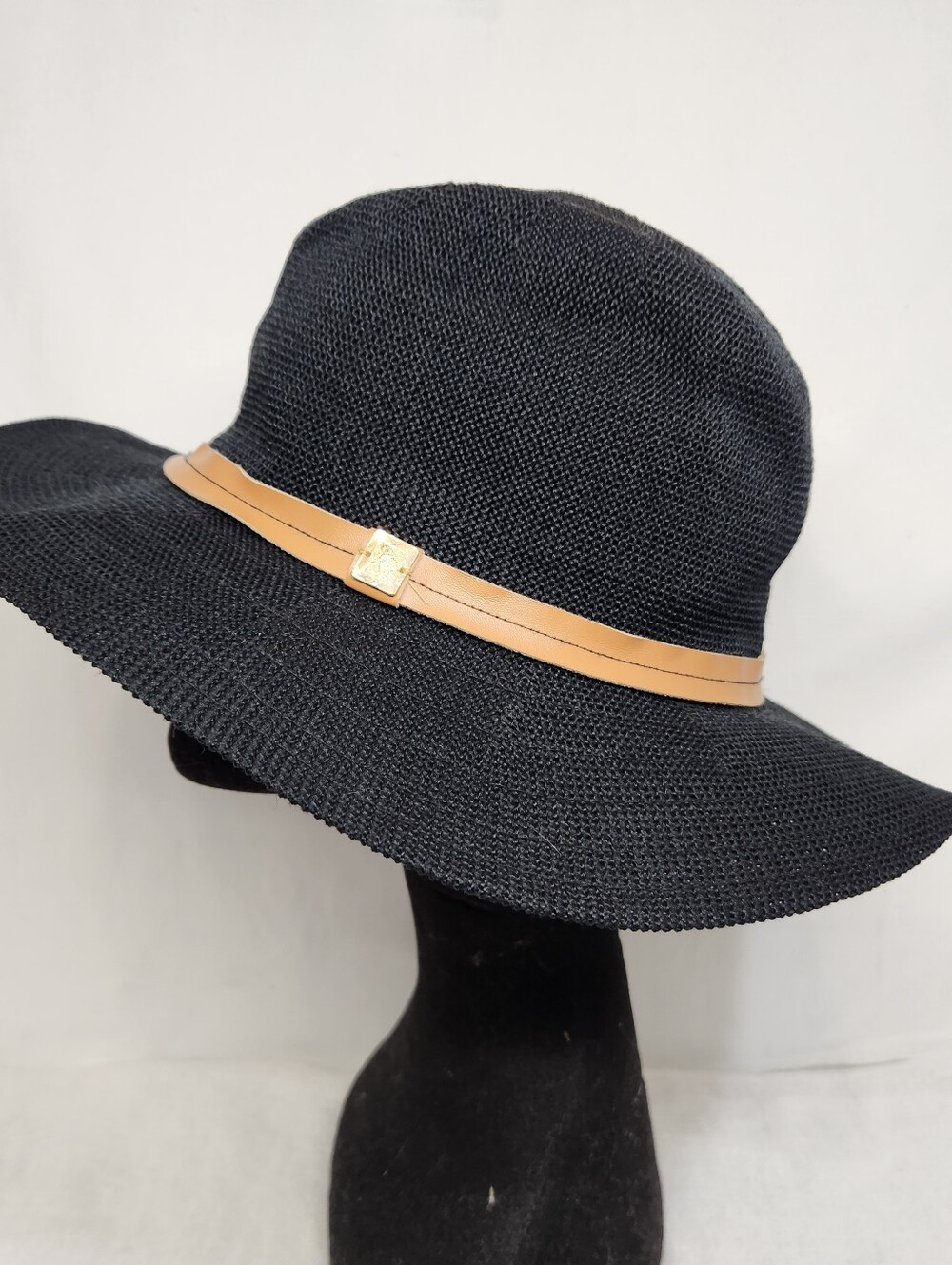 Anne Klein Womens OS Black Wide Brim Sun Hat Fedora